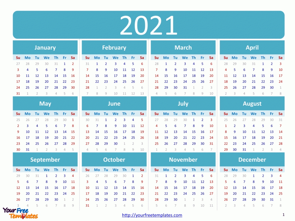 Printable Calendar 2021 Template - Free Powerpoint Templates-2021 Editable Yearly Calendar