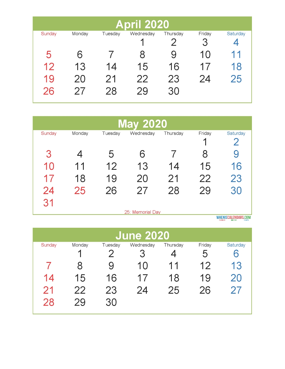 Printable Calendar April May June 2020 3 Months Per Page-Free Printable Calendar 2021 2 Month Per Page