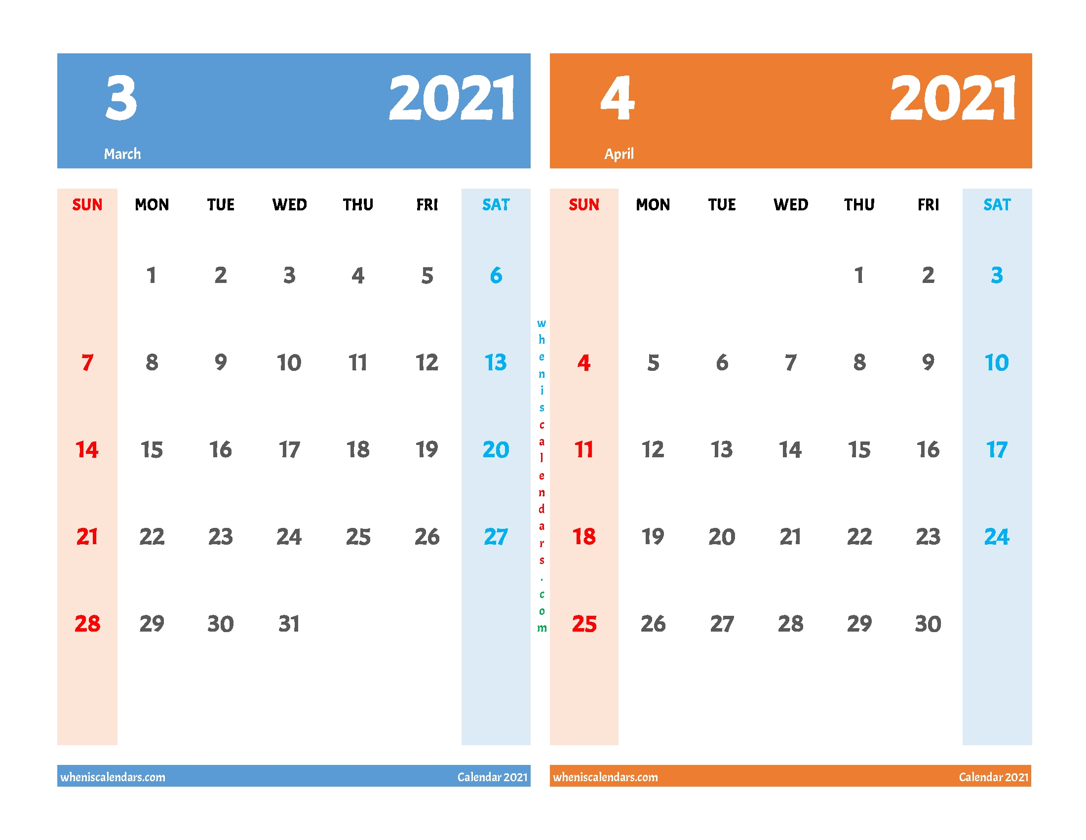Printable Calendar March April 2021 Two Month Calendar In-2021 Two Month Calendar Free Printable