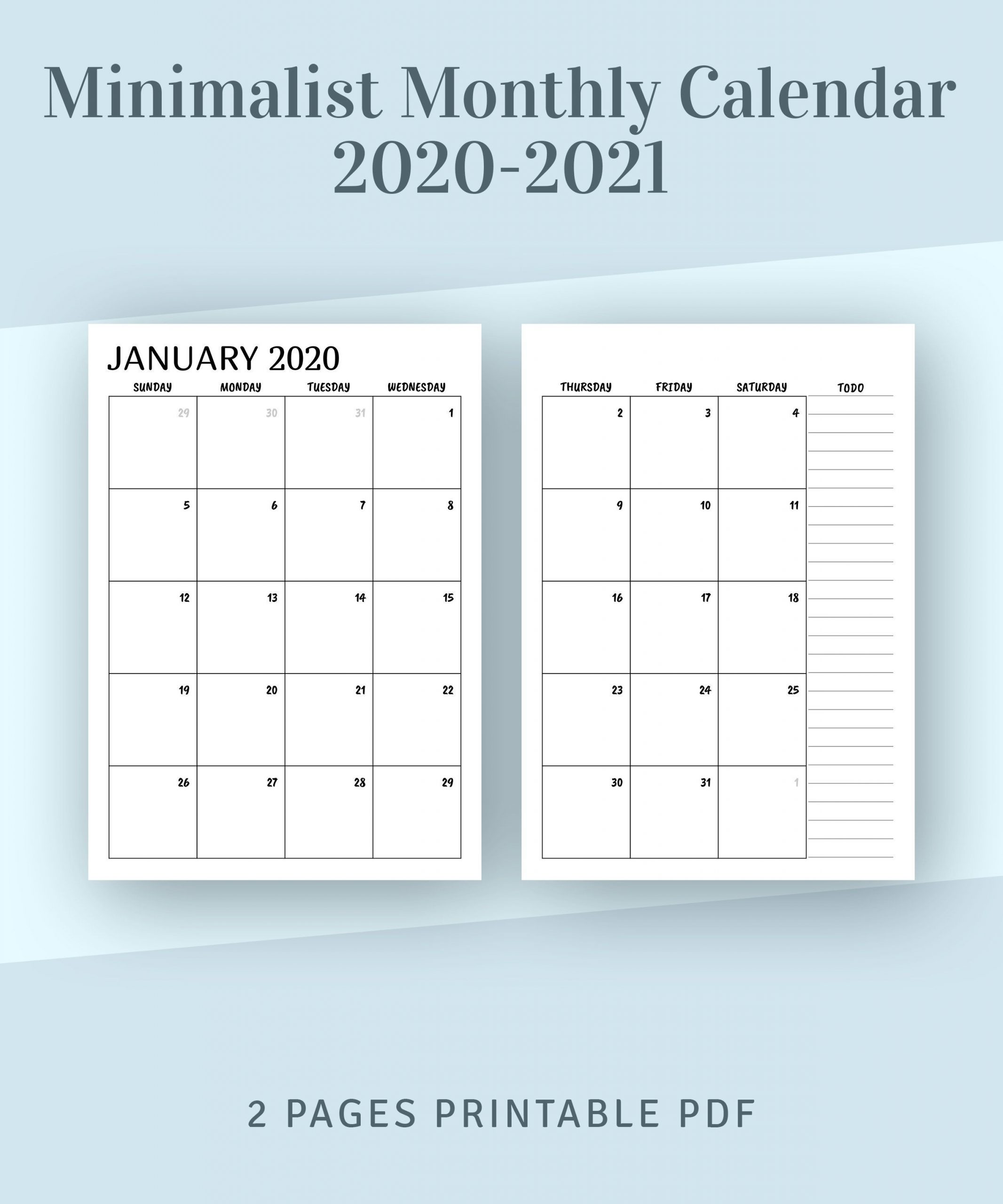 Printable Calendar Monthly 2021 2022 Month On Two Page-2 Page Monthly Calendar For 2021