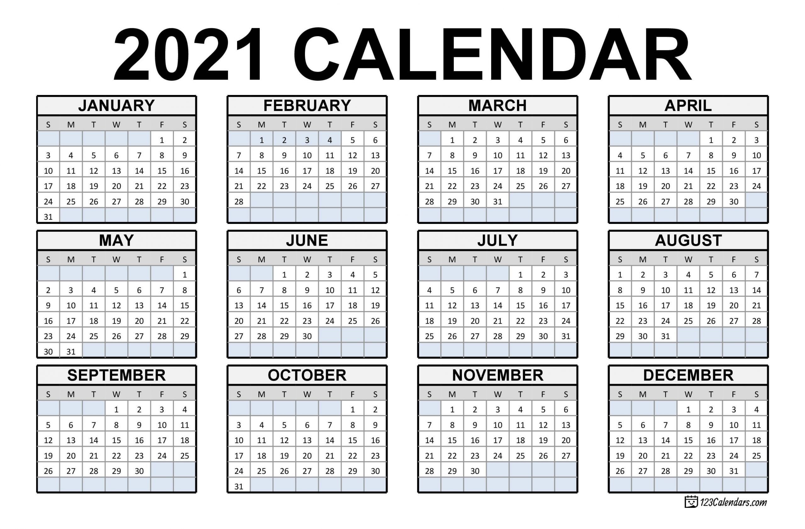 Printable Desk Calendar 2021 Big Font | Free Printable-Big Calendar 2021 Template To Fill Out