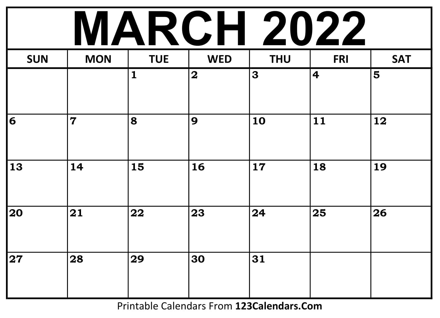 Printable March 2021 Calendar Templates | 123Calendars-March 2021 Printable Calendar