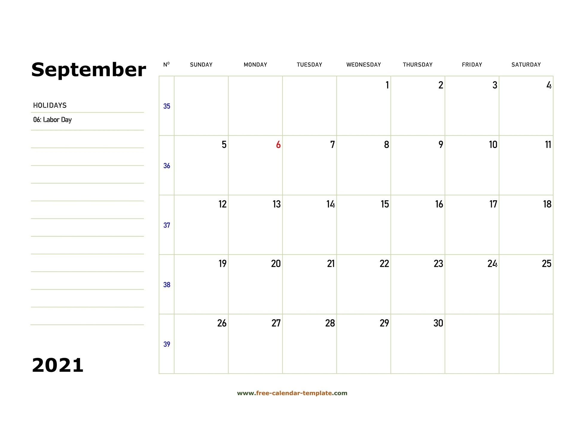 Printable September 2021 Calendar (Box And Lines For Notes-Calendar 2021 Shwoing Previous Month
