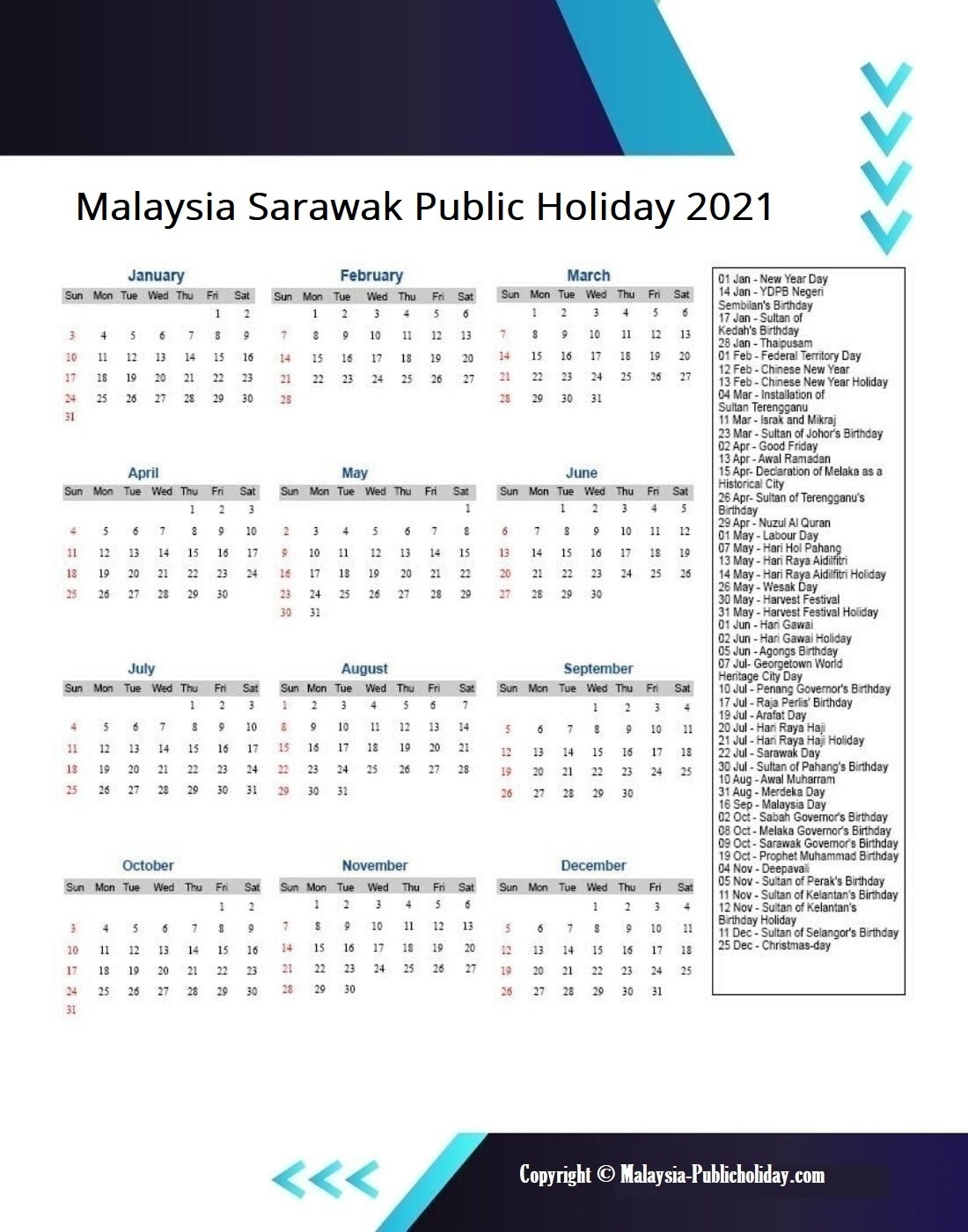 Sarawak Holiday Calendar 2021 [Public &amp; Federal]❤️-Sarawak Almanac 2021 Pdf