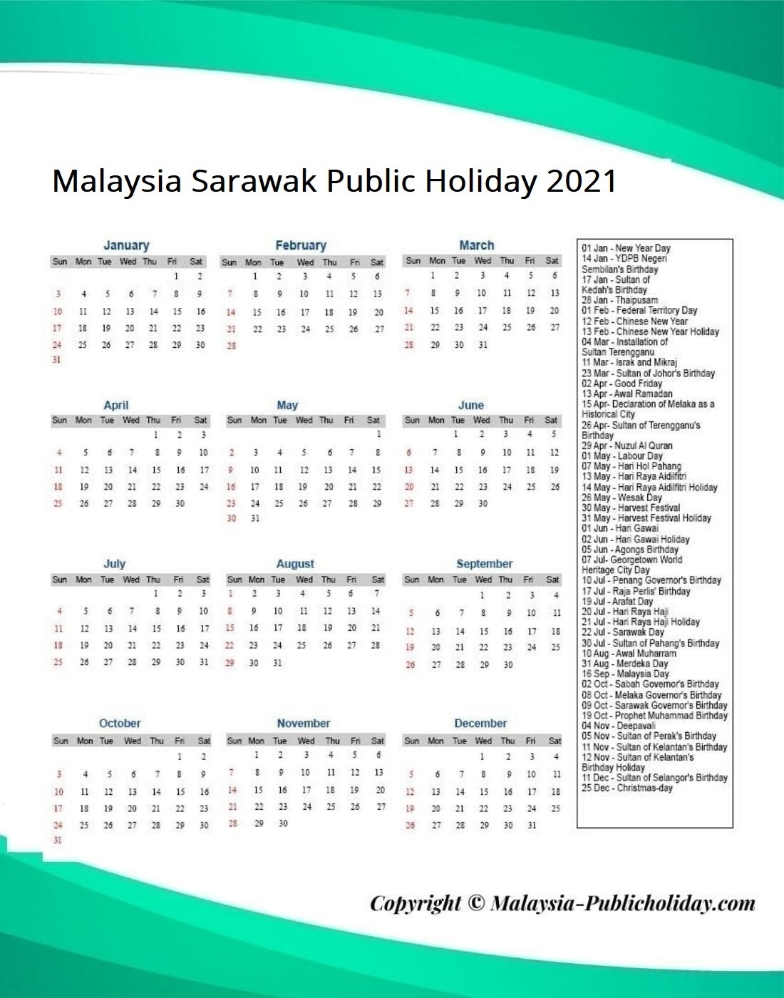 Sarawak Almanac 2021 Pdf | Calendar Template Printable