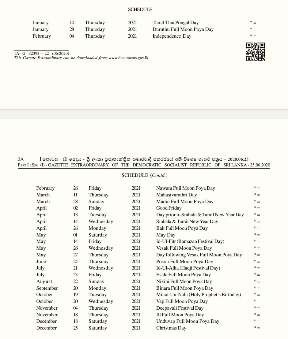 Sri Lanka Public &amp; Bank Holidays 2021 - Newswire-2021 Sri Lanka Mercantile Holidays