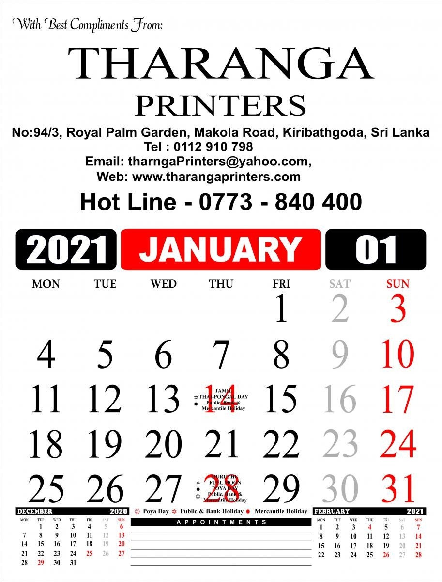 Tharanga Printers - Leading In Offset Printing In Sri Lanka-2021 Mercantile Holidays Sri Lanka