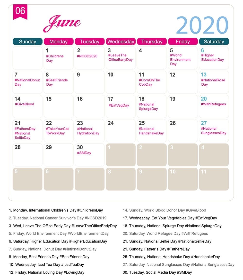 The 2020 Social Media Holiday Calendar - Make A Website Hub-National Food Holiday 2021 Calendar