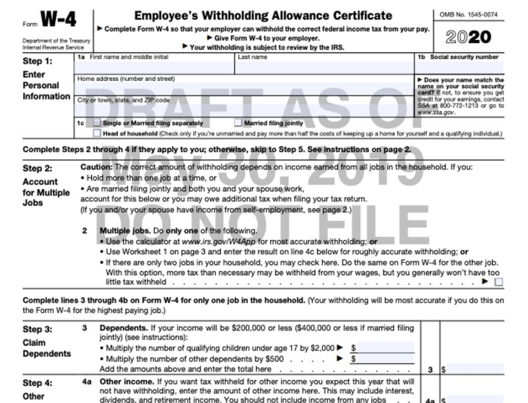 W-4 Form 2021-2021 Printable Irs Forms W-4