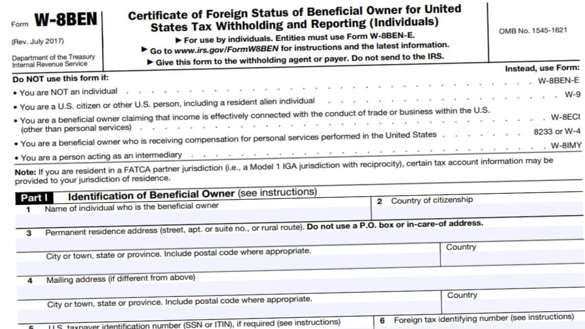 W8Ben 2021 - Irs Forms-2021 Printable Irs Forms