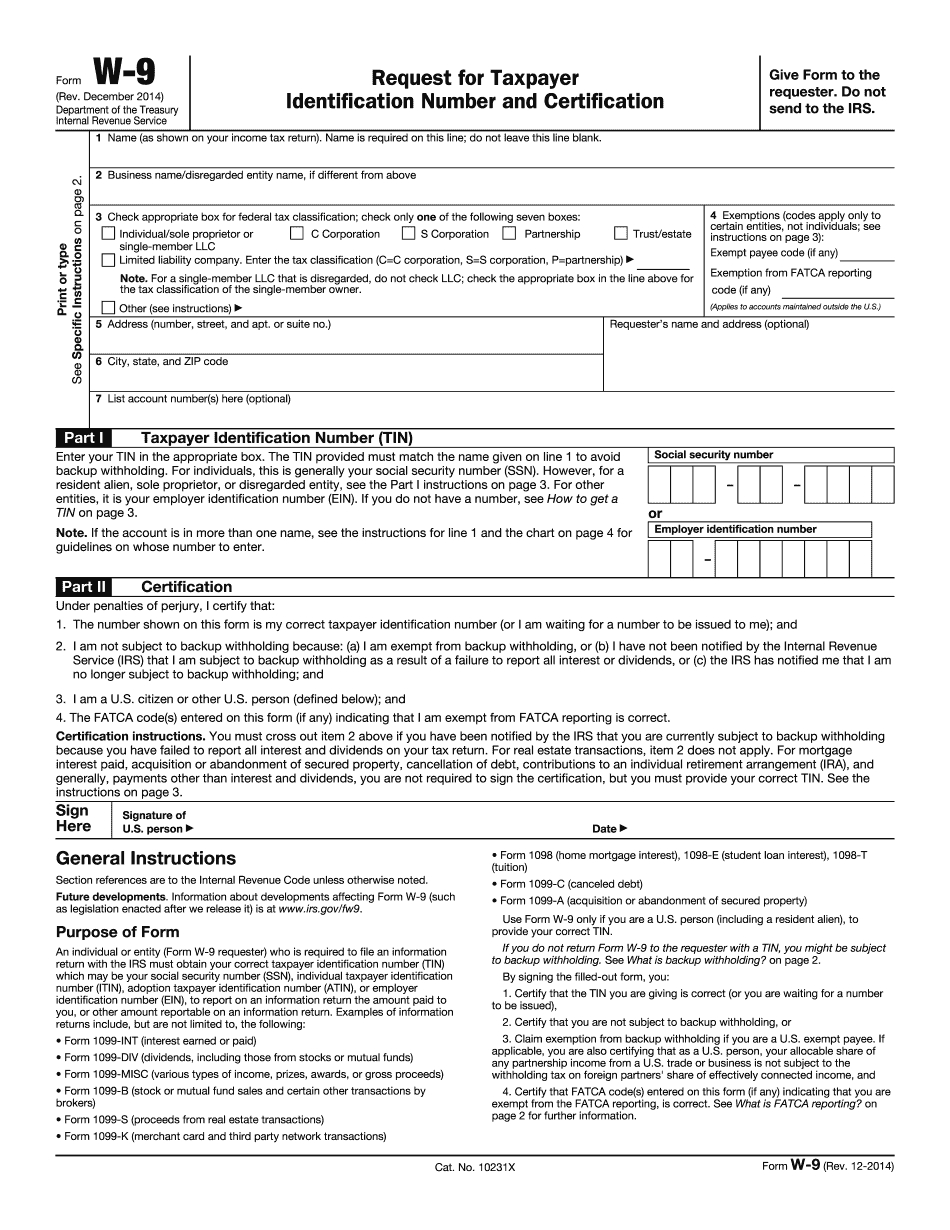 W9 - Complete In Word And Pdf-2021 Blank W-9 Form