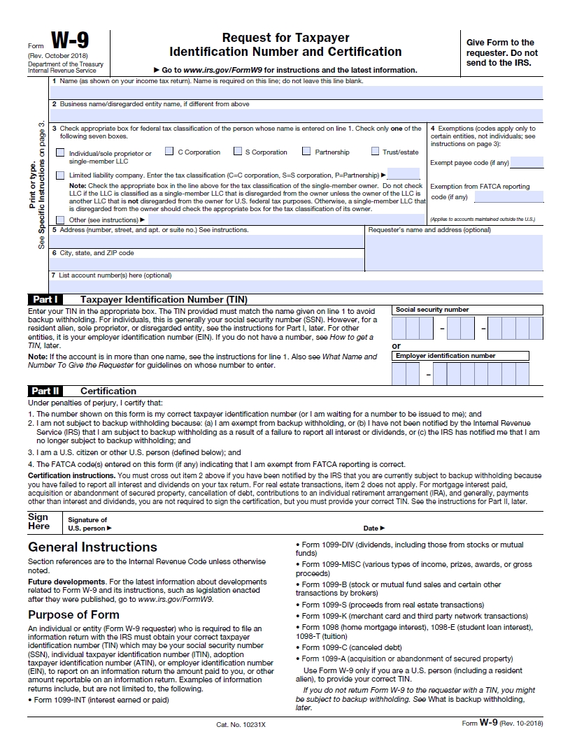 2021 Blank W 9 Form Calendar Template Printable 5177