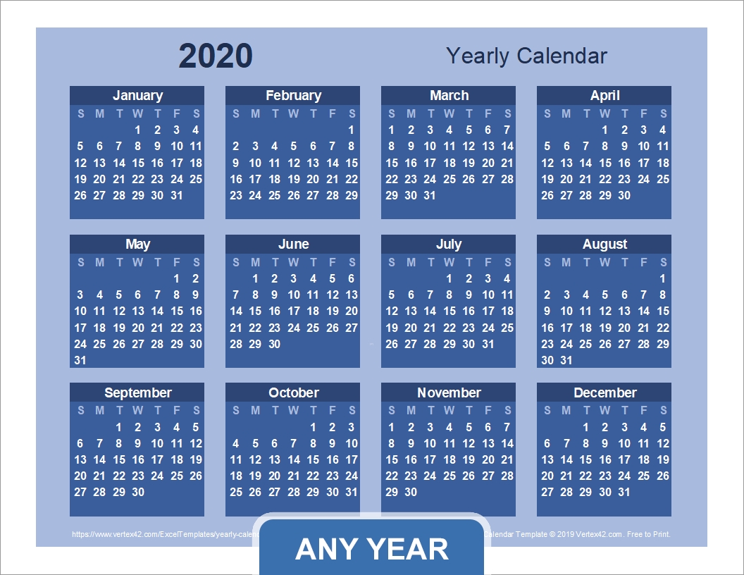 Yearly Calendar Template For 2021 And Beyond-2021 Full Calendar With Spaces