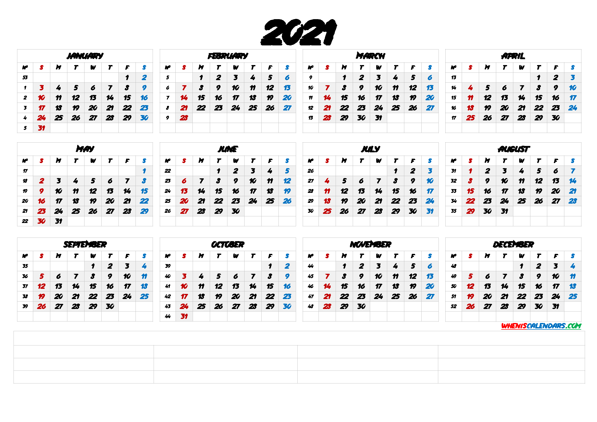 20+ Calendar 2021 By Week Number - Free Download Printable-Print Free 2021 Monthly Calendar Without Downloading