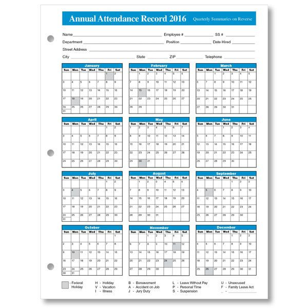 Employee Attendance Calendar 2021 Calendar Template Printable