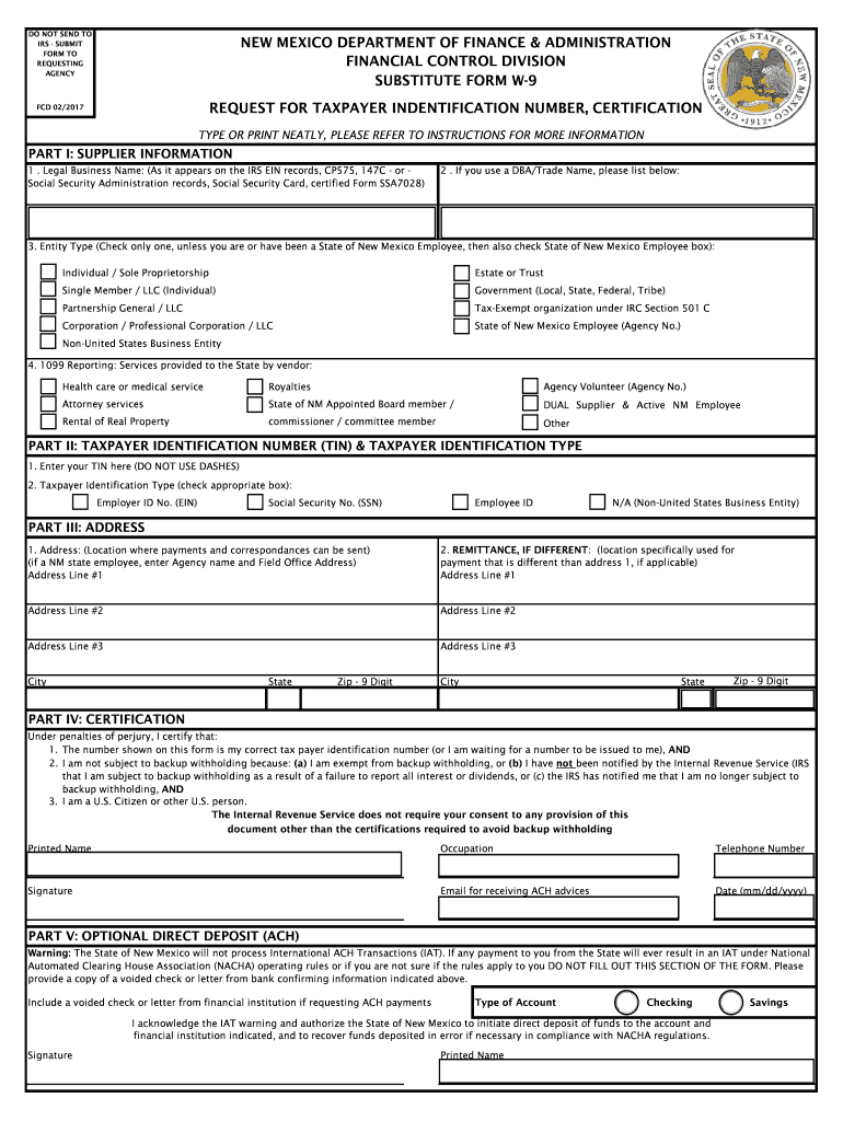 2017-2021 Form Nm Dfa Fcd Fill Online, Printable, Fillable-Blank W9 Form For 2021