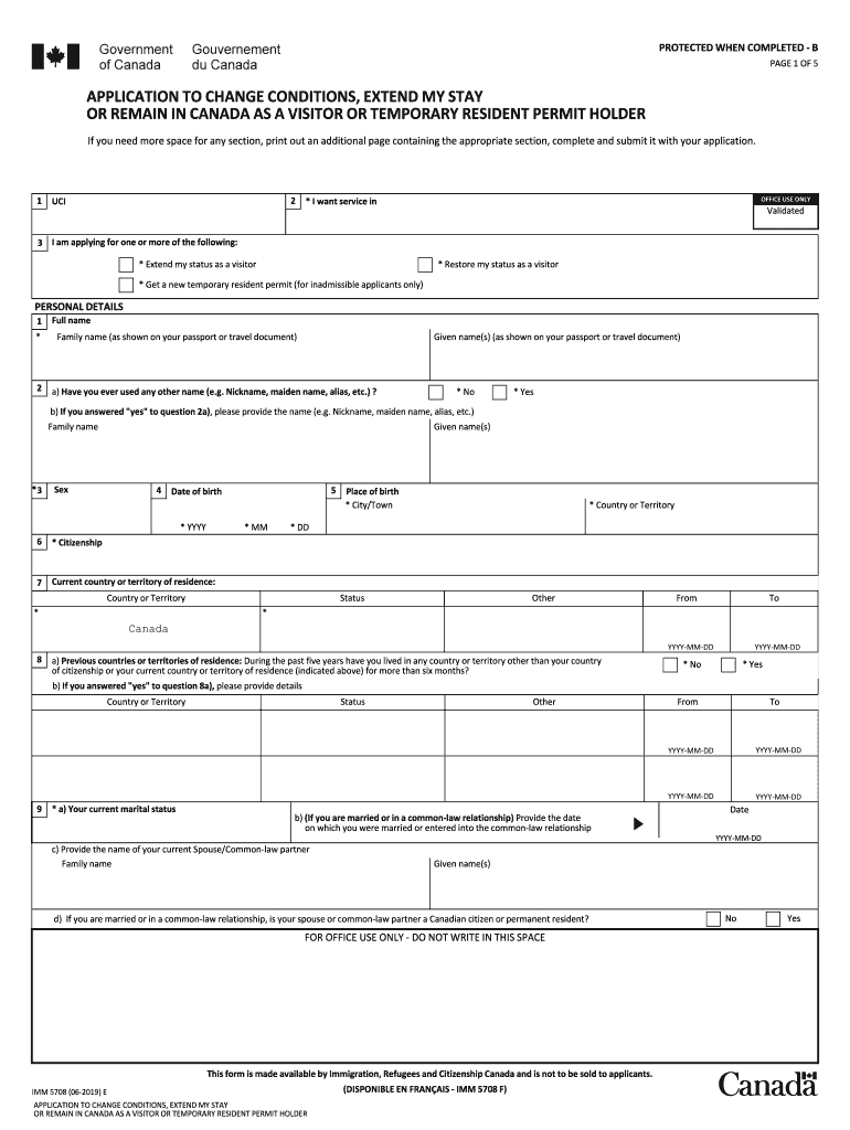 2019-2021 Canada Imm 5708 (Formerly Imm 1249) Fill Online-Blank W 9 Form 2021 Printable Free