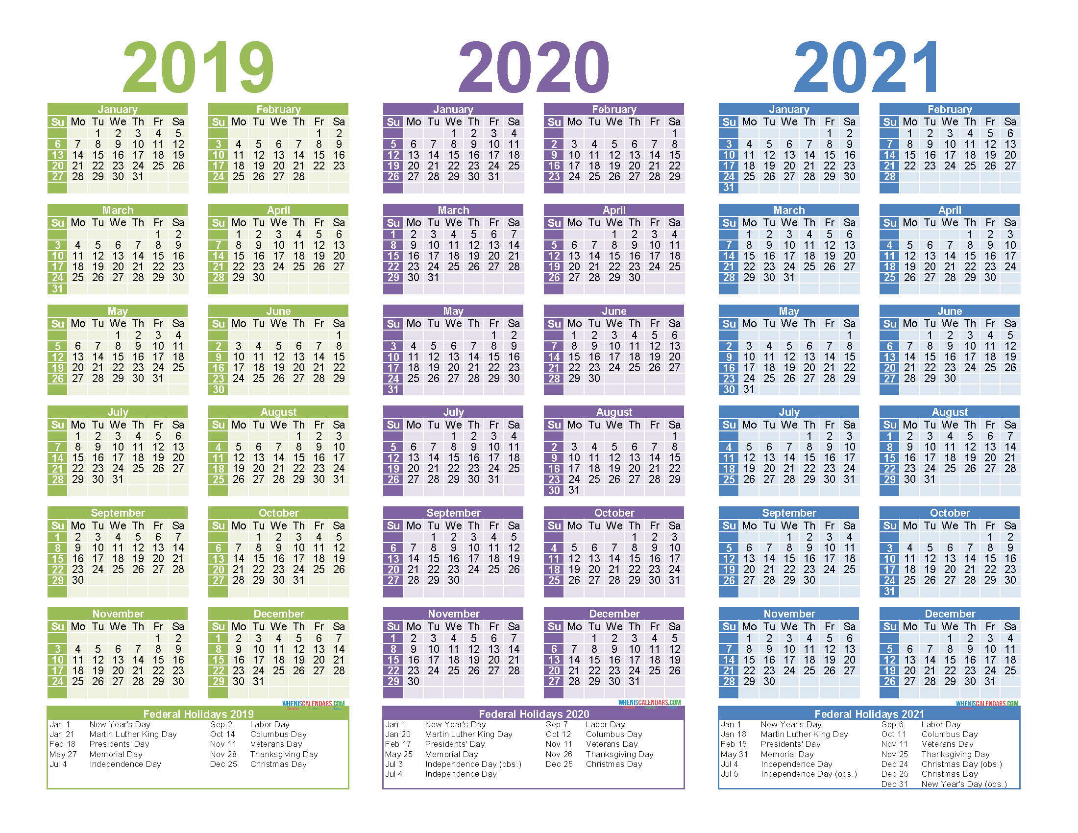 2019 To 2021 3 Year Calendar Printable Free Pdf, Word-Free 3 Month Calendar 2021