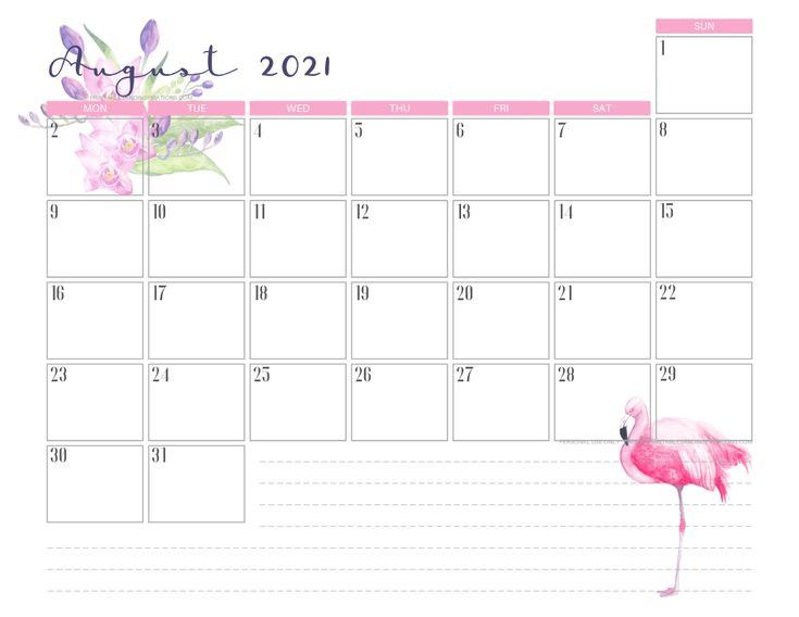 2020 2021 Flamingo Calendar + Weekly Planner Free-2021 Free Downloand Vacation Spreadsheet