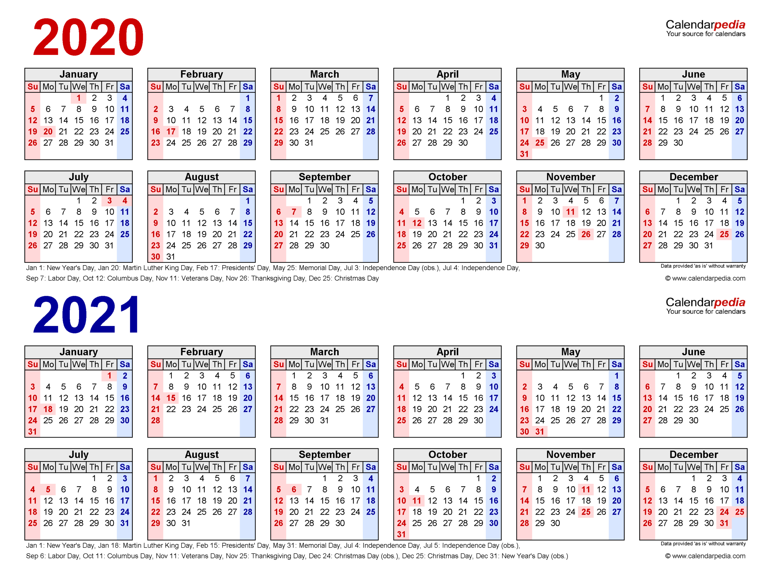 2020-2021 Two Year Calendar - Free Printable Pdf Templates-2021 Two Page Monthly Calendar Printable