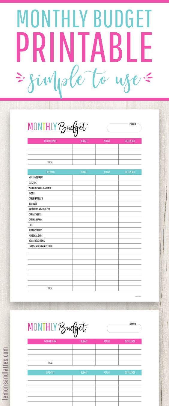 free printable monthly budget calendar