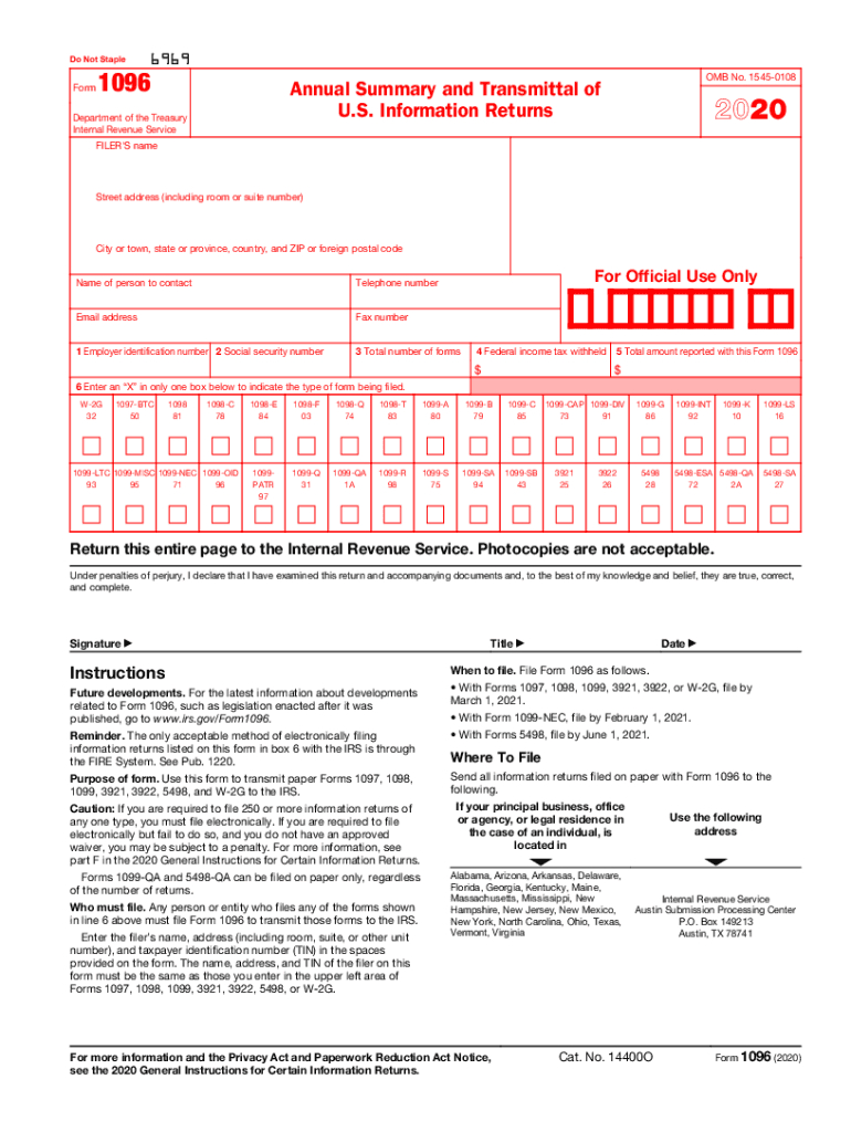 2020 Form Irs 1096 Fill Online, Printable, Fillable, Blank-Irs W9 Forms 2021 Printable Pdf
