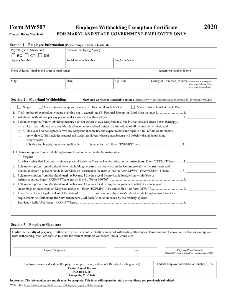 2020 Form Md Bcps Employee Combined Withholding Allowance-Blank 2021 Florida W 9
