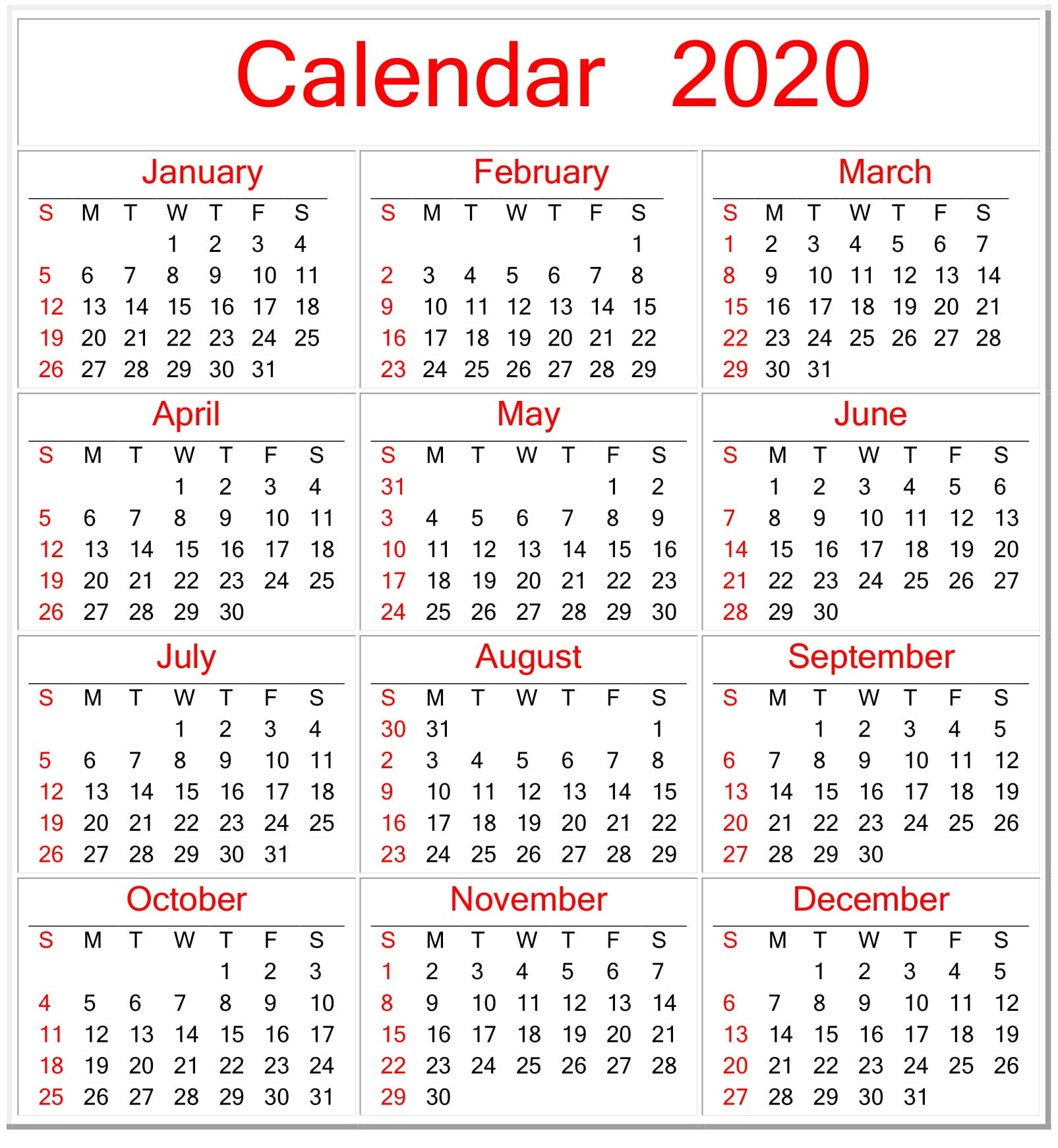 2020 Printable Pocket Calendar Free | Calendar Template-Free Pocket Printable Calendar