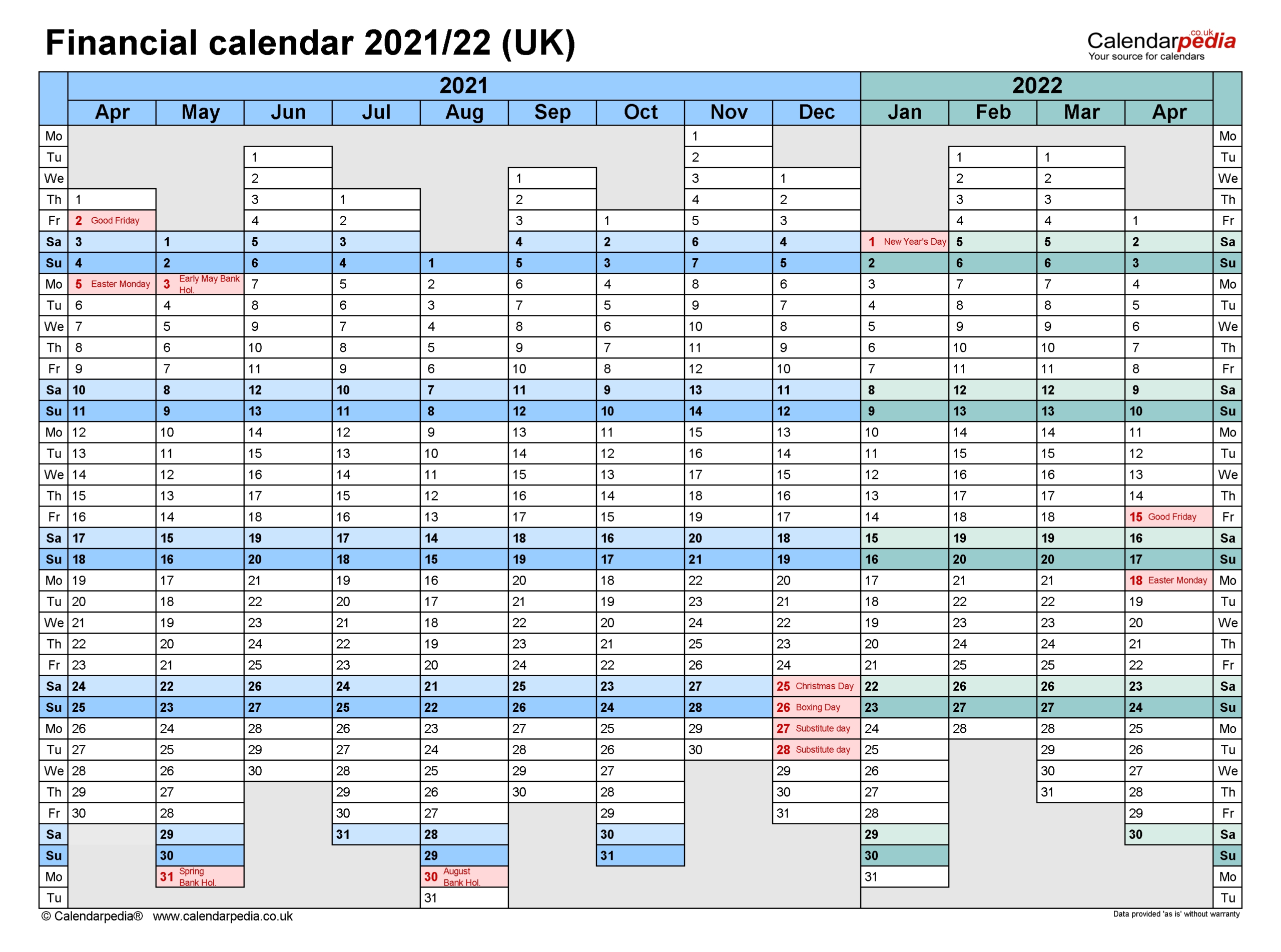 2021/19 Financial Year Calendar Australia - Template-Printable Bill Payment Calendar 2021