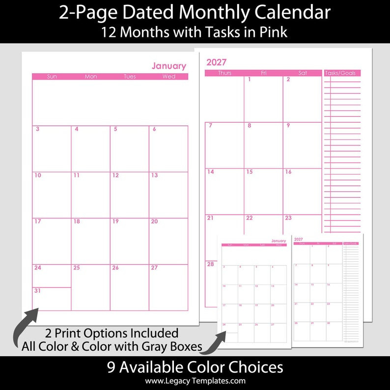 2021 2022 2021/2022 &amp; More 12 Or 24-Month 2-Page Calendar-2021 Two Page Monthly Calendar Printable