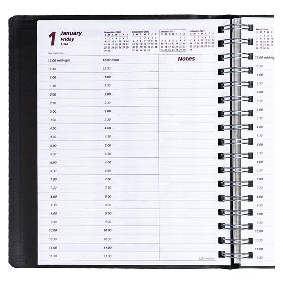 2021 Brownline Cb635W.blk 24 Hour Daily Appointment Book-Hourly Daily Calendar 2021