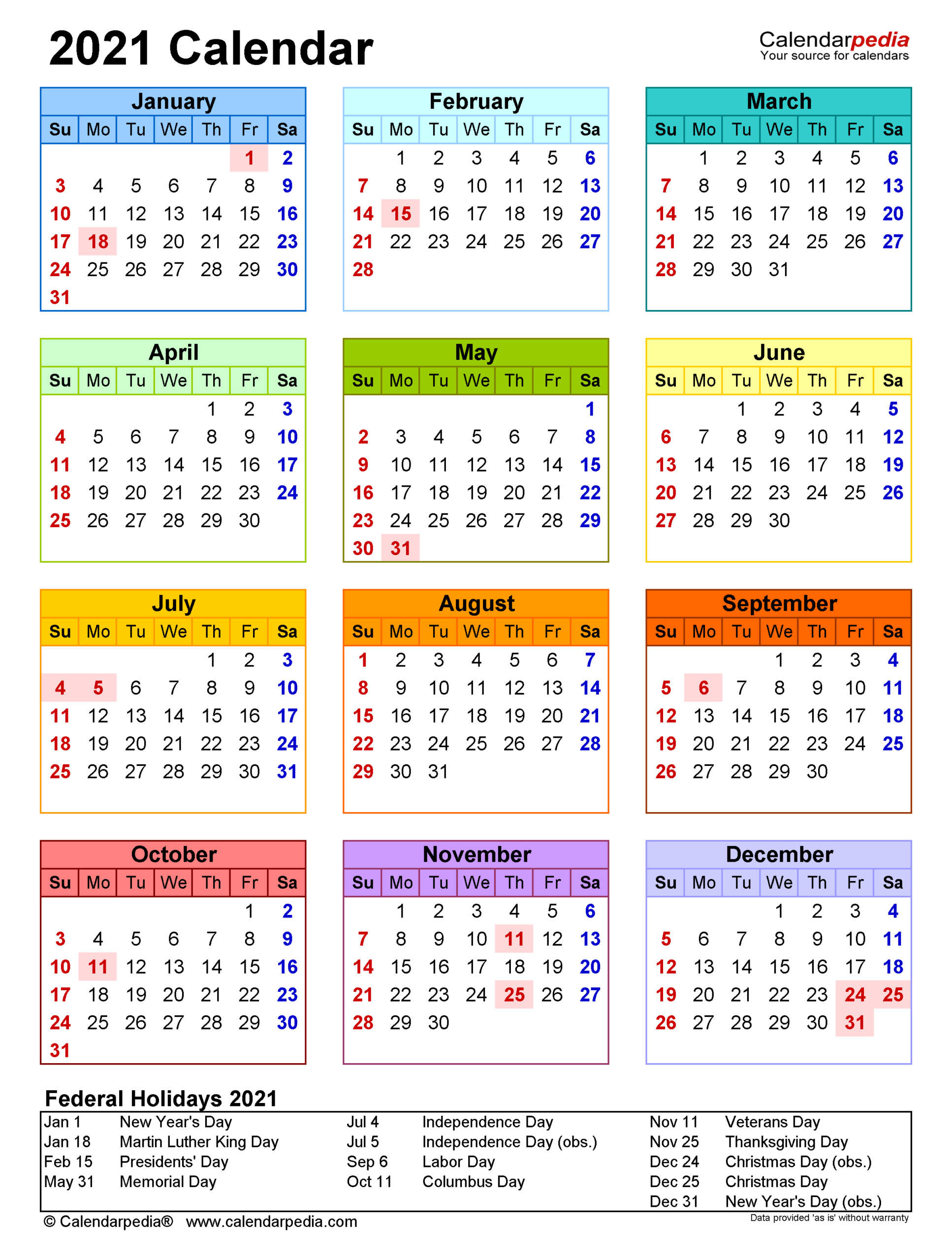 2021 Calendar Holidays And Observances | Printable-Printable Calendar 2021 With Major Holidays