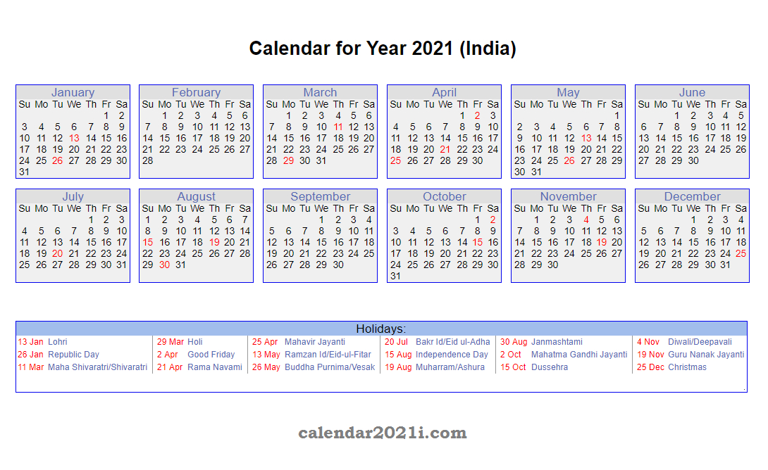 2021 Calendar Holidays List India | 2021 Calendar-Printable List Of 2021 National Days