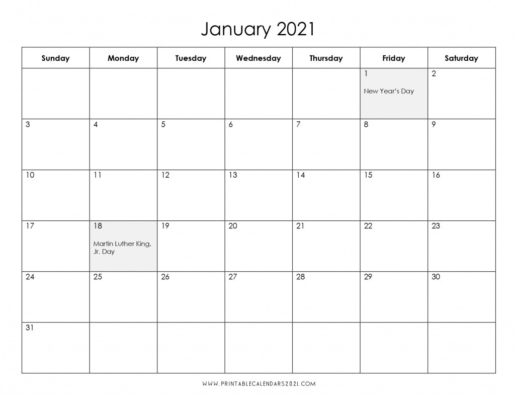 2021 Calendar One Month Per Page - Us Holidays 12 Month Pdf-Free Printable Calendar 2021 4 Months Per Page May August