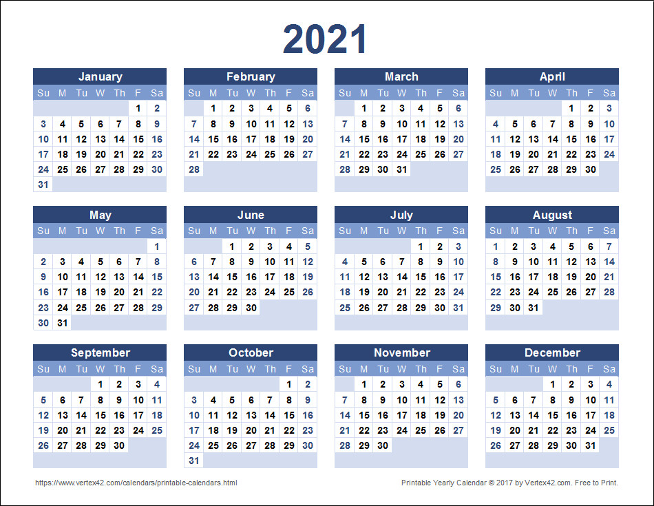 2021 Calendar Printable-2021 Monthly Calendar