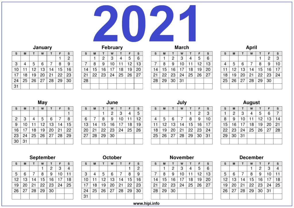 2021 Calendar Printable Free - Free Download - Hipi-Free 2021 Queensland Calender To Down Load