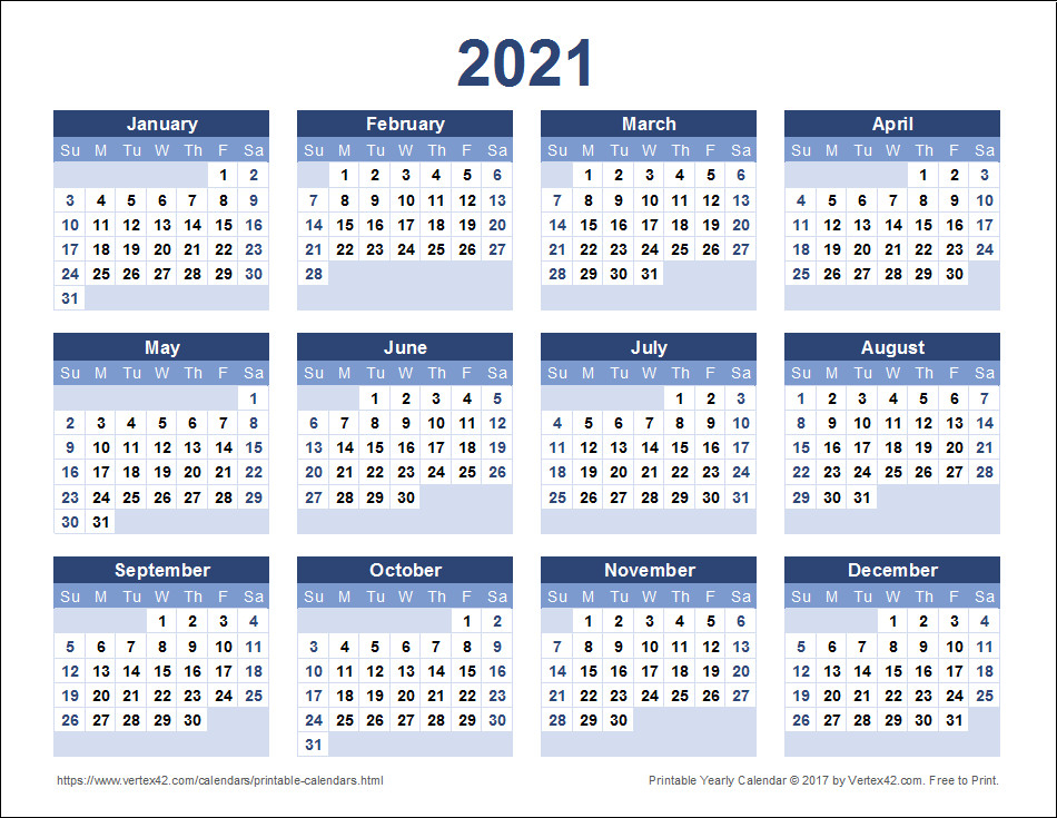 2021 Calendar Printable-Free Printable Calendar 2021 Monthly