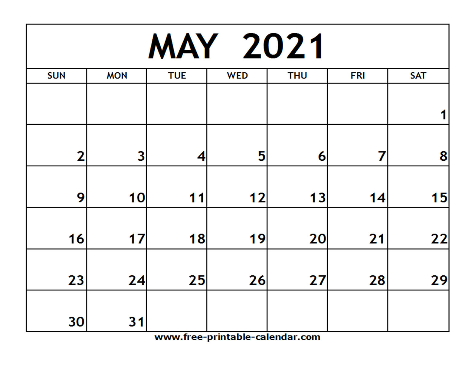 2021 Calendar Printable Pdf May | Free Printable Calendar-Blank Calendars 2021 Printable