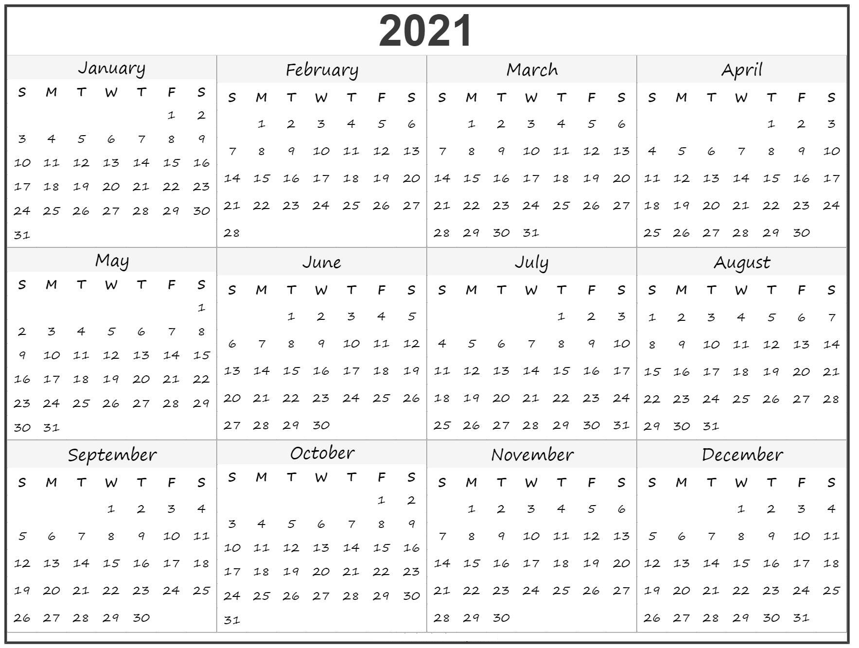 2021 Calendar Printable With Holidays - Printable Calendar-2021 Free Downloand Vacation Spreadsheet