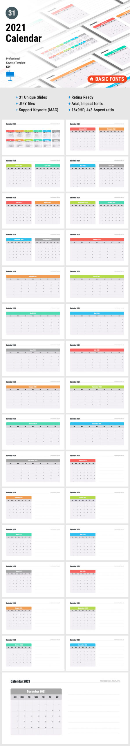 2021 Calendar Template Keynote - Download Now!-2021 Calendar Template