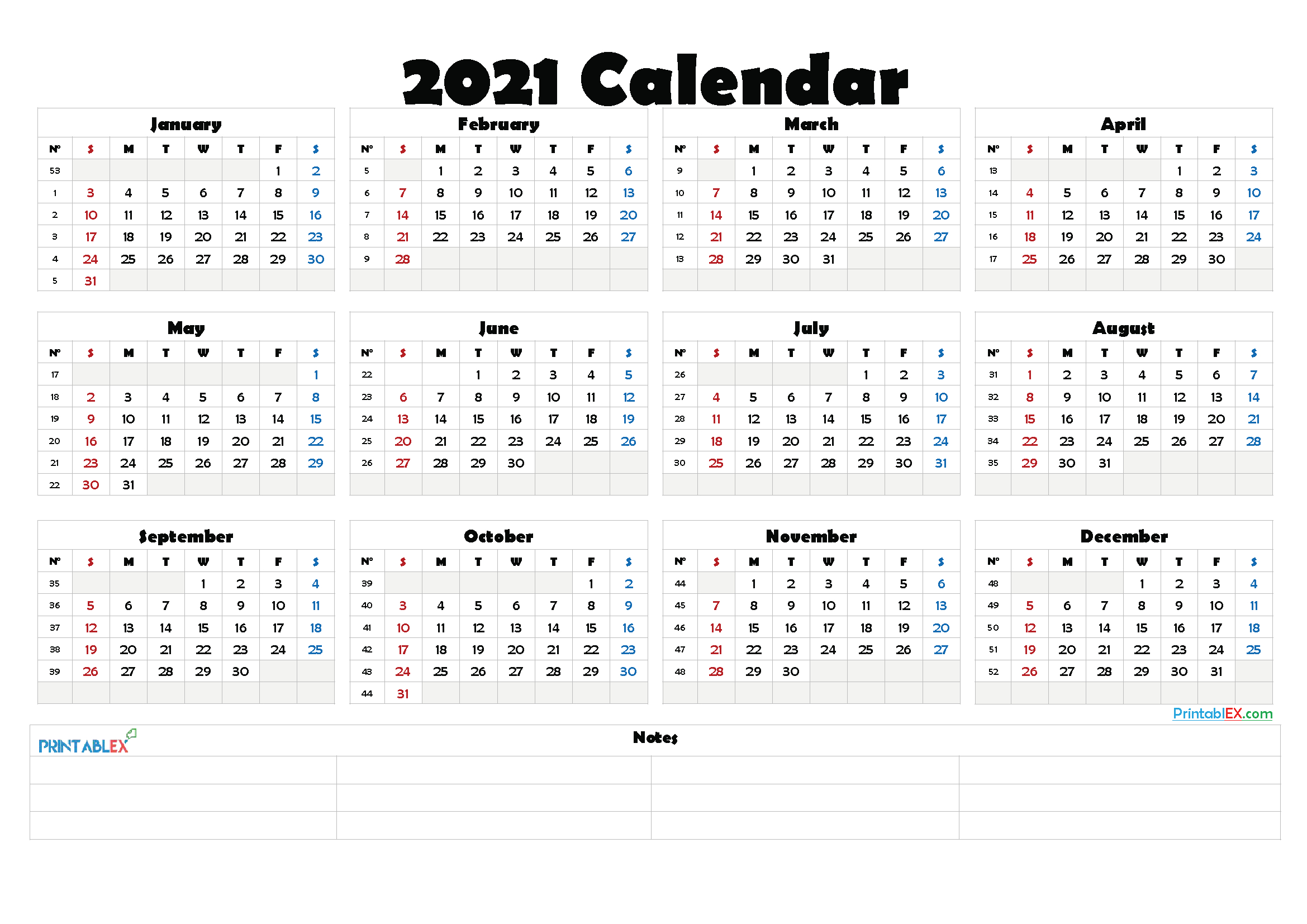 2021 Calendar Template With Week Numbers | 2022 Calendar-Excel Calendar 2021 With Week Numbers