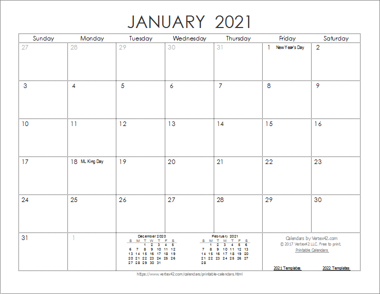 2021 Calendar Templates And Images-Print Free 2021 Monthly Calendar Without Downloading