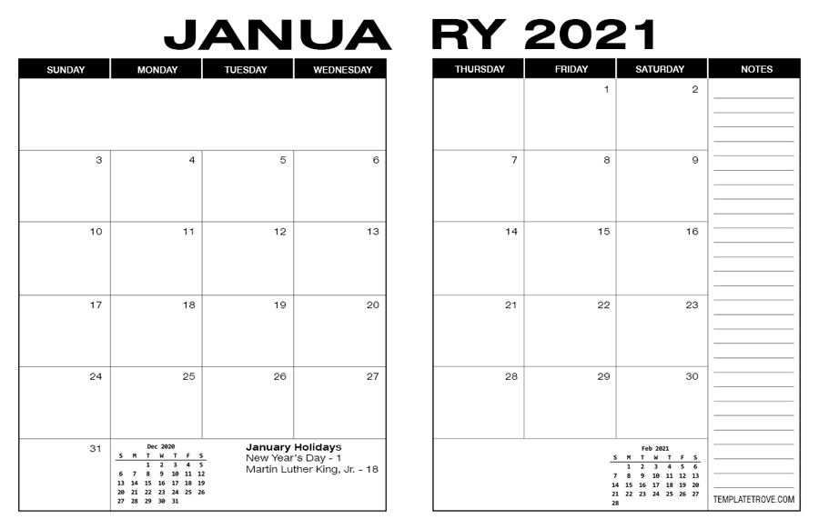 2021 Desk Calendar-Free 81/2 X 11 Printable Blank Calendar November 2021