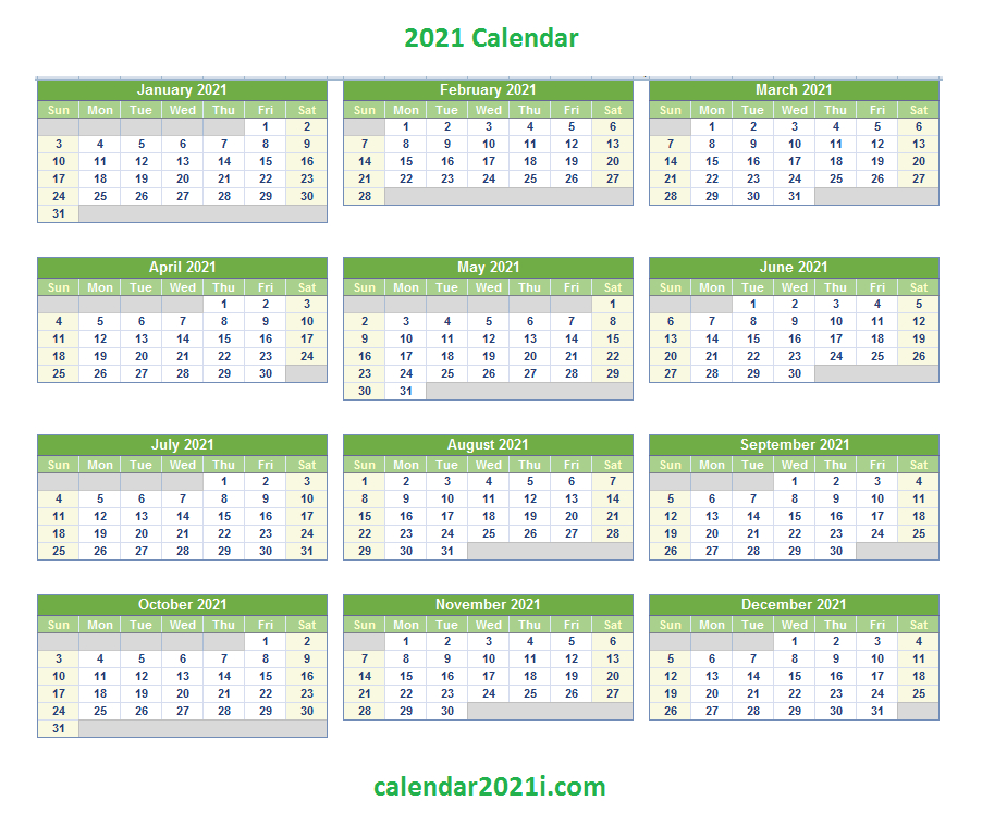 2021 Editable Yearly Calendar Templates In Ms Word, Excel-2021 Annual Calendar Printable