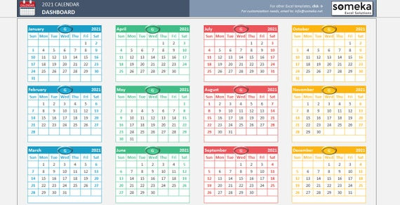 2021 Excel Calendar-Free Editable Vacation Calendar Template 2021 Excel