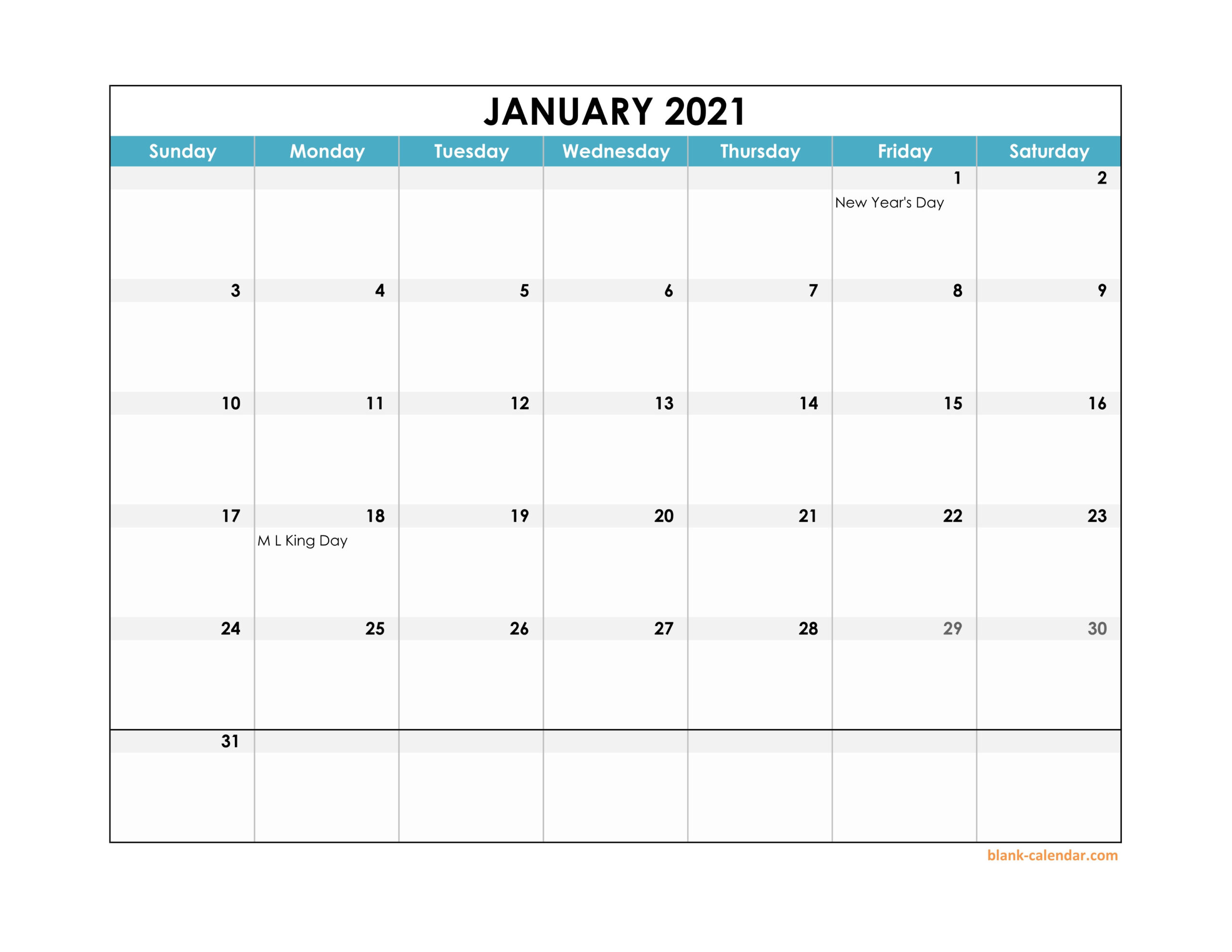 2021 Excel Calendar-Monthly Calendar 2021 Printable Free