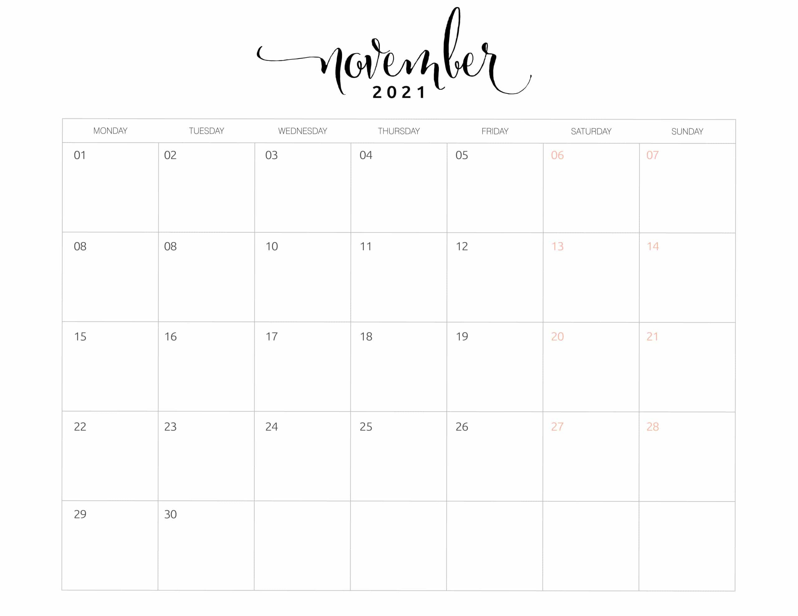 2021 Monthly Calendar Monday Start - World Of Printables-2021 Monthly Calendar