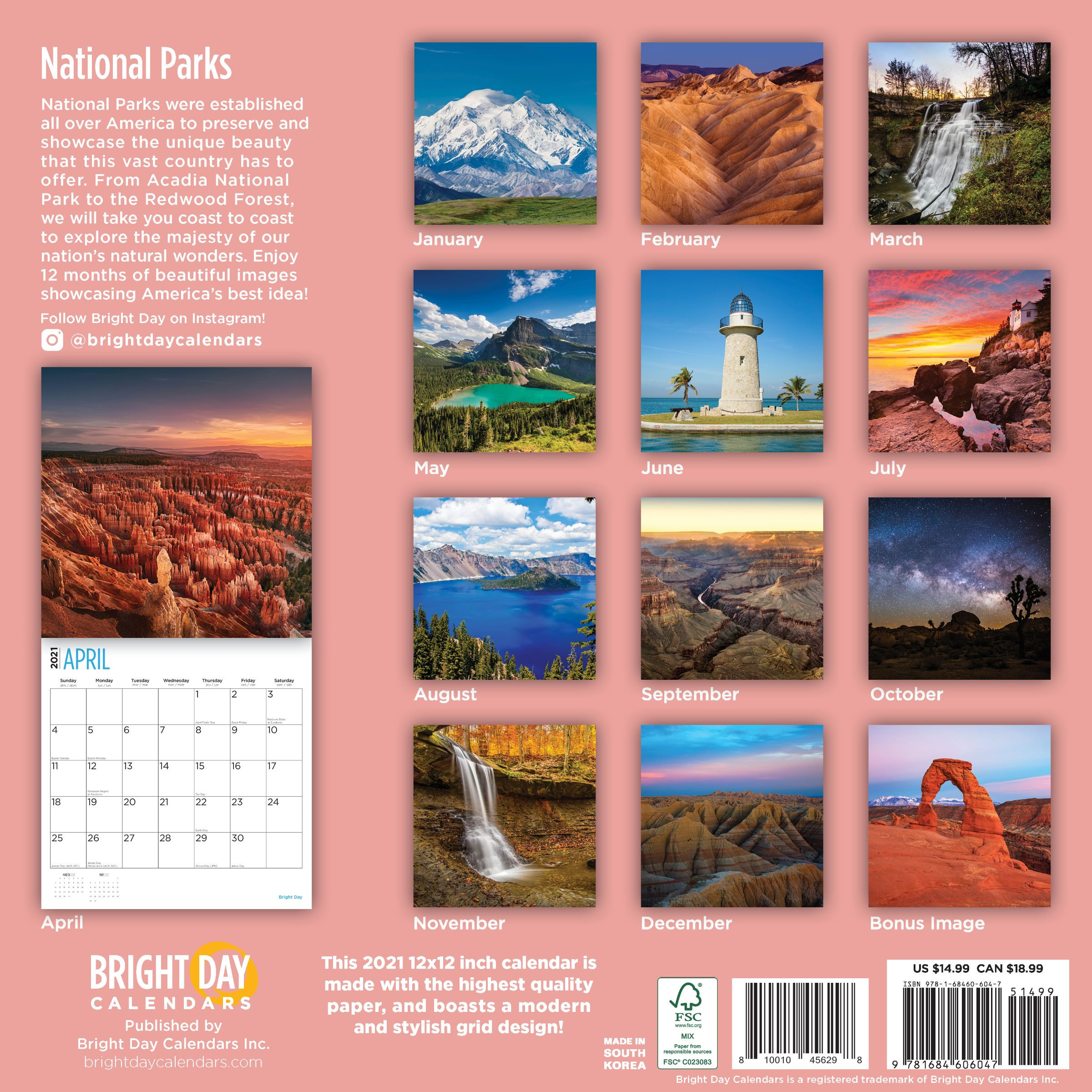 2021 National Parks Wall Calendar - Bright Day Calendars-National Food Calendar Days 2021
