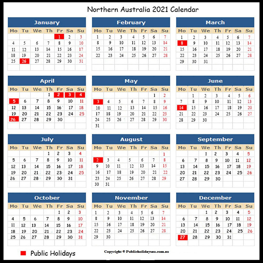 2021 Public Holidays Nt-Queensland 2021 Calender