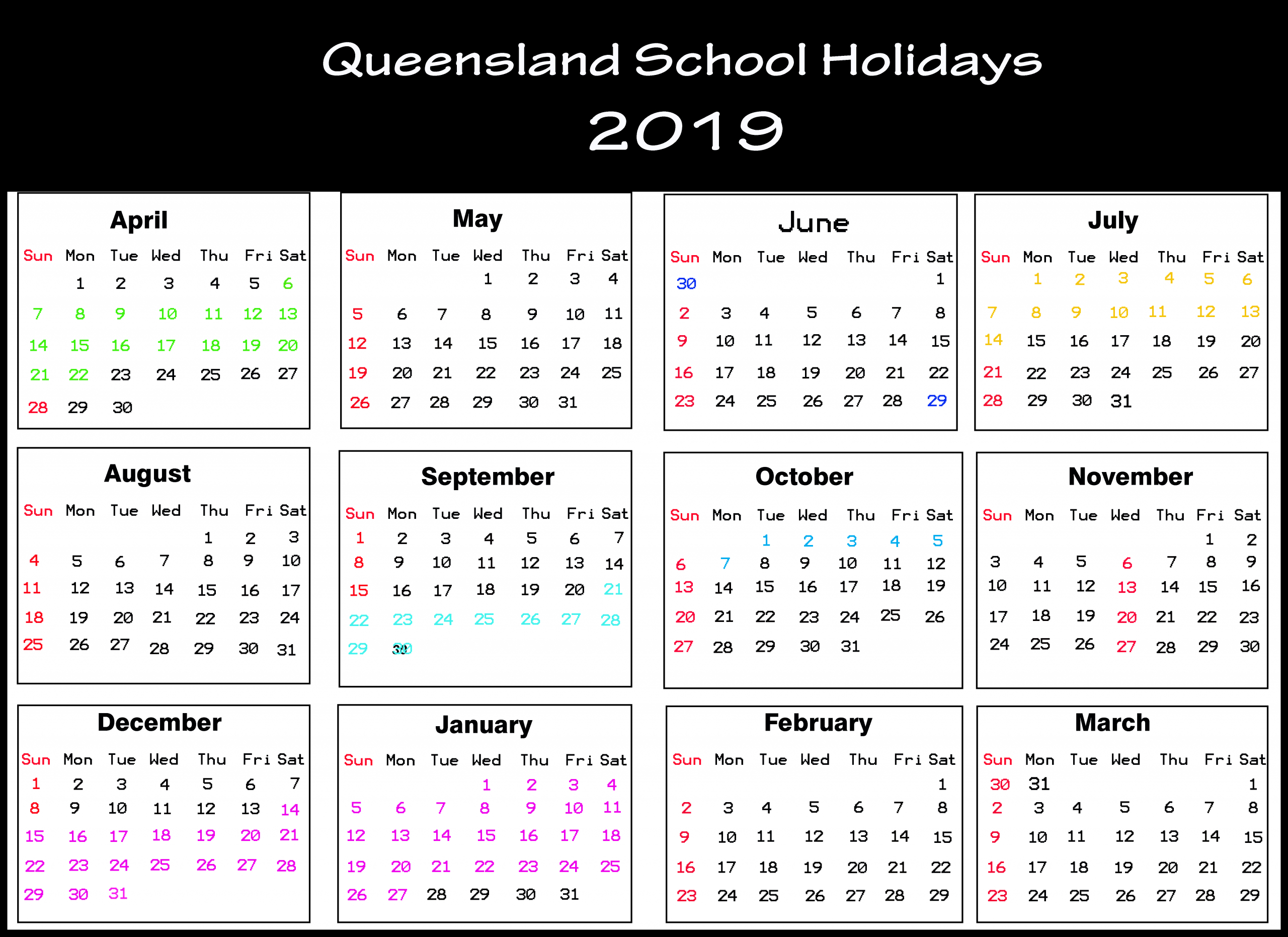 2021 Queensland Calendar Printable Template Calendar Template Printable